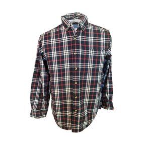 Vintage Hobbs Creek Men Shirt Large Long Plaid Button-Up Navy Red White Gorpcore